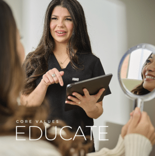 An Elase provider with text overlayed reading "Core Values: Educate"